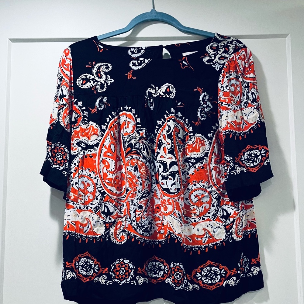 Loft Paisley Blouse M Short Sleeve
